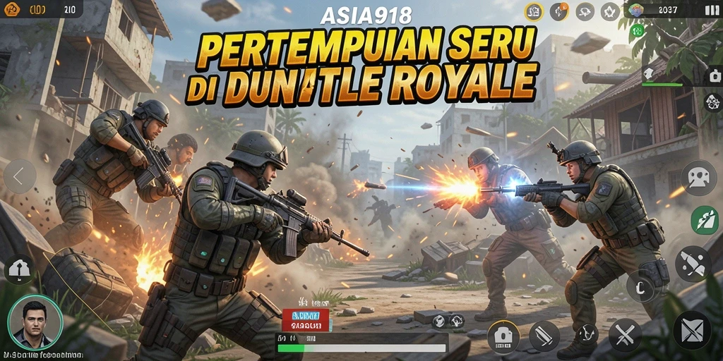Screenshot gameplay ASIA918 menampilkan aksi seru dalam pertarungan Battle Royale.