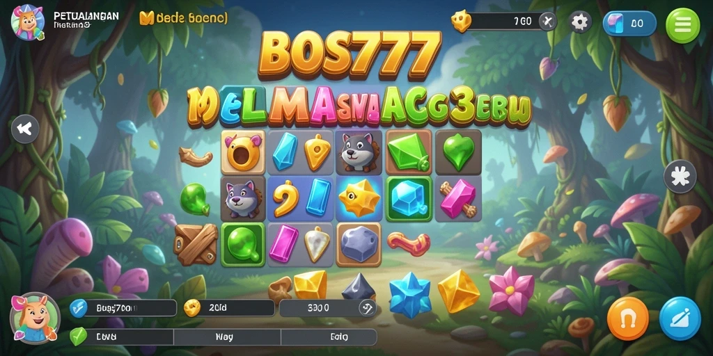 Tampilan gameplay BOS777 yang menarik dengan kombinasi warna cerah.