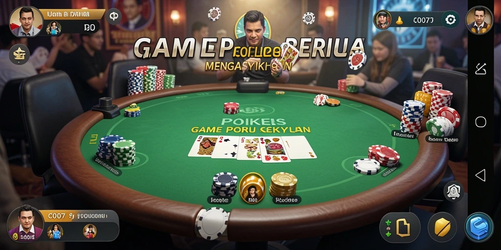 Screenshot utama C0077 menampilkan gameplay poker yang mendebarkan.