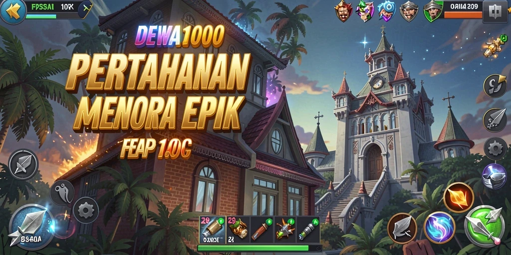 Tampilan gameplay seru DEWA1000 dalam Tower Defense.