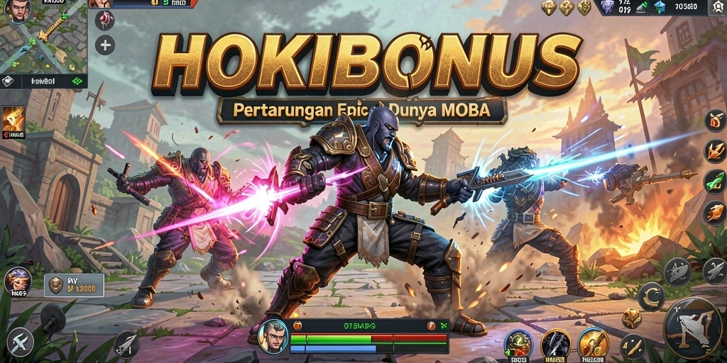 Tampilan gameplay MOBA yang menarik dan fantastis di HOKIBONUS.