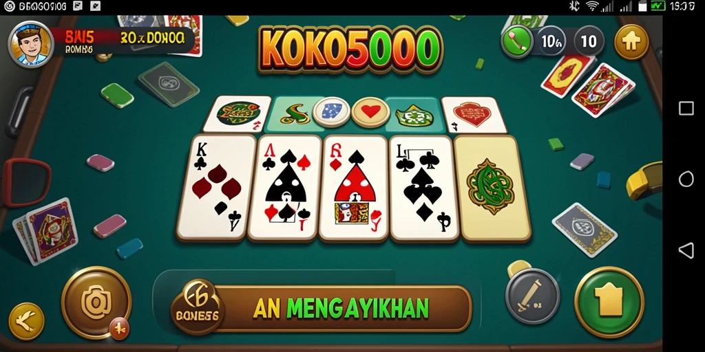 Screenshot gameplay KOKO5000 yang menunjukkan keseruan permainan Domino.