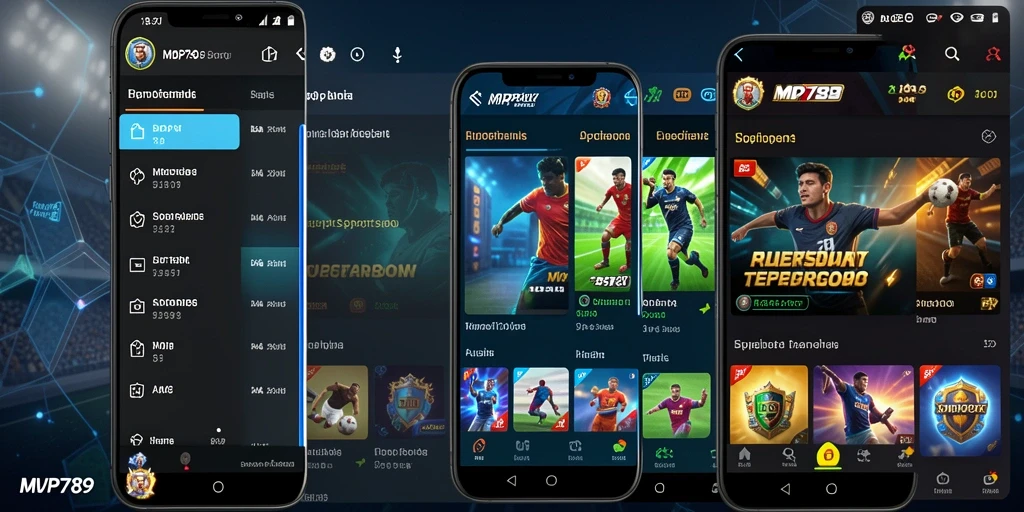 Screenshot utama MVP789 menampilkan antarmuka aplikasi Sportsbook yang modern.