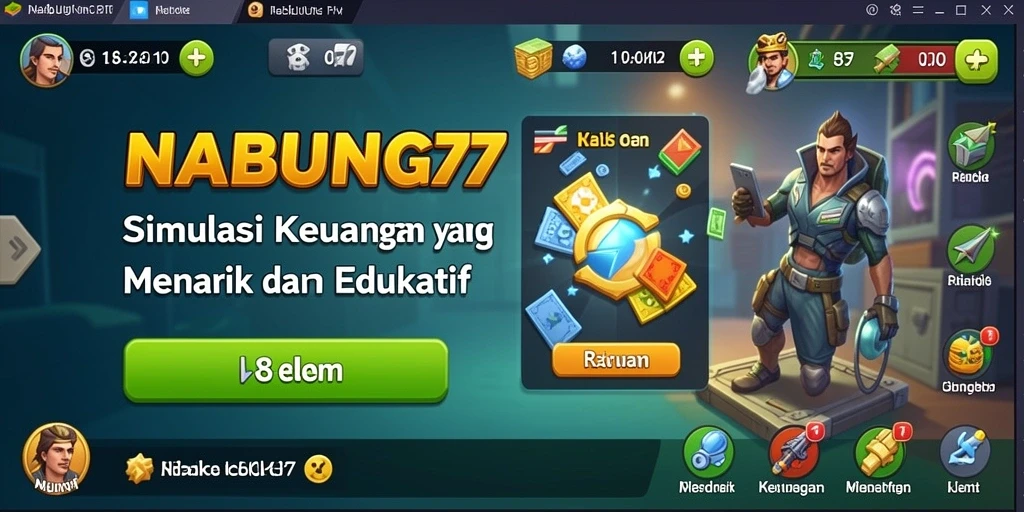 Tangkapan layar gameplay NABUNG77 yang mendemonstrasikan simulasi keuangan.
