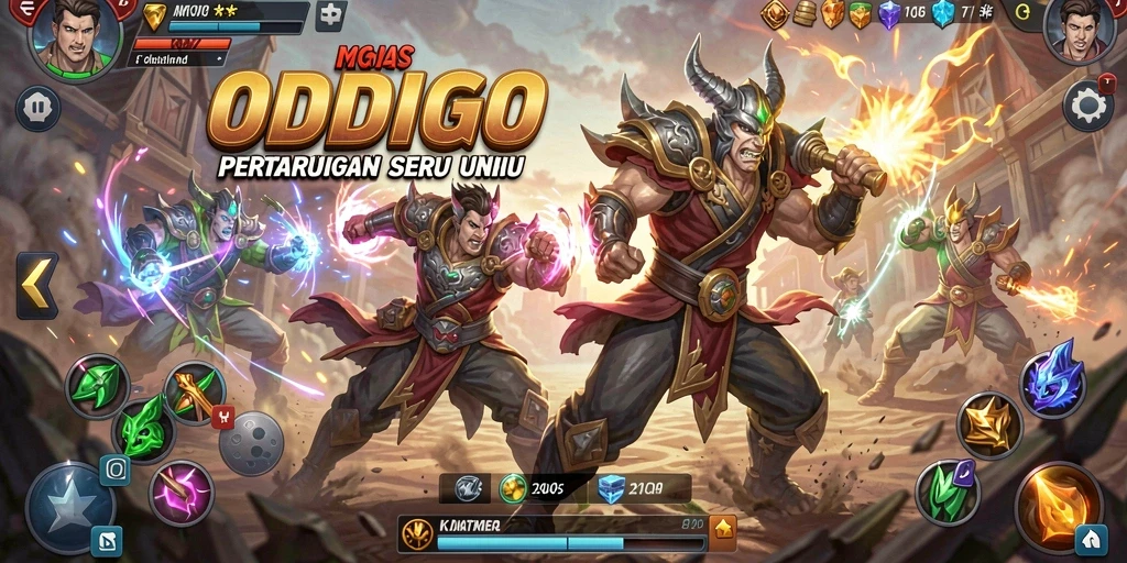 Tangkapan layar gameplay ODDIGO menampilkan aksi pertarungan yang intens.