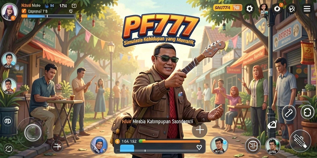 Screenshot gameplay PF777 yang menampilkan interaksi karakter dan lingkungan.