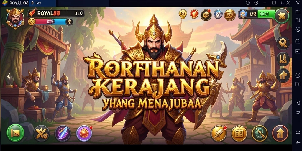 Tampilan permainan ROYAL88 dengan menara dan monster yang beragam.
