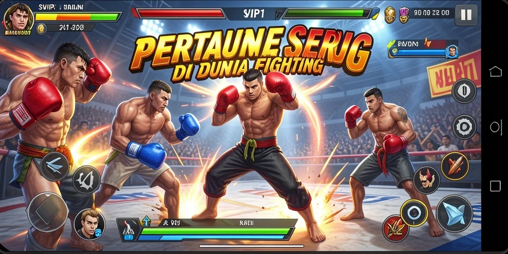 Screenshot gameplay SVIP1 yang menunjukkan aksi pertarungan epik dan intens.