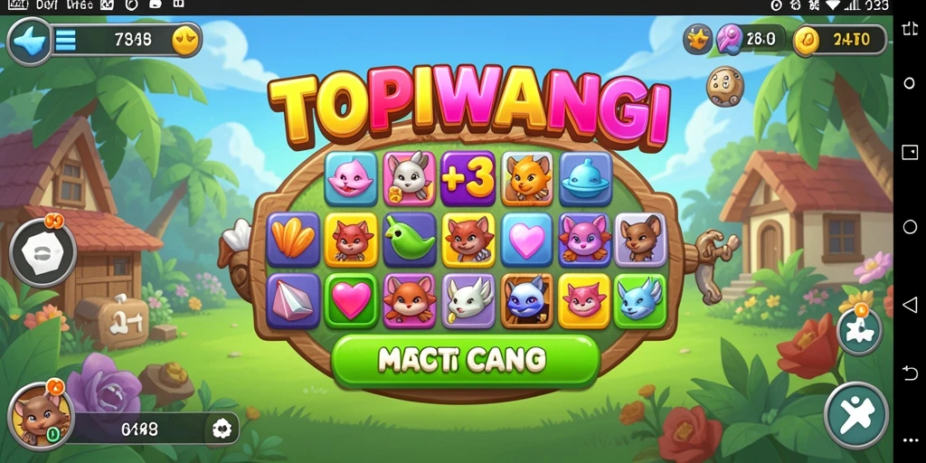 Gameplay seru TOPIWANGI dalam mode Match-3.