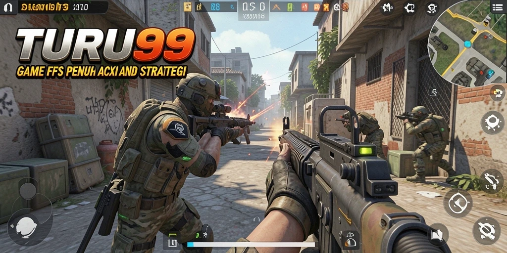 Screenshot gameplay TURU99 menampilkan aksi seru dalam pertempuran FPS.