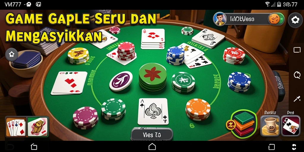Tampilan gameplay Gaple yang seru dan interaktif di VM777.