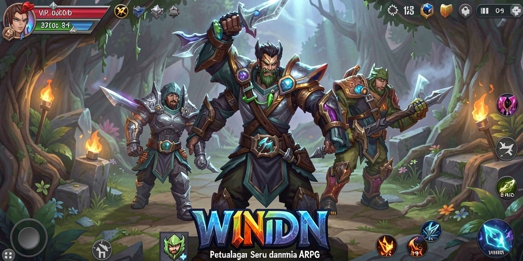 Screenshot WINIDN menampilkan aksi seru karakter dalam pertarungan ARPG.