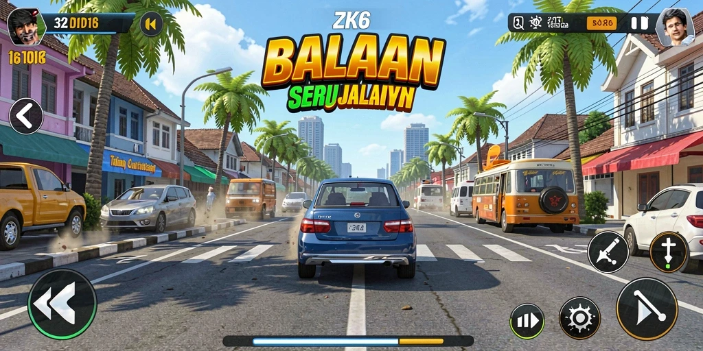 Tangkapan layar ZK6 yang menunjukkan aksi balapan yang mendebarkan.